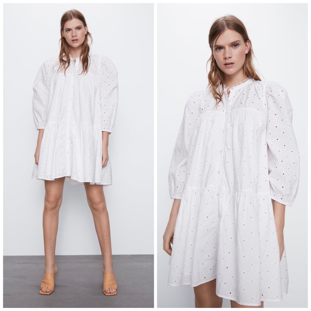 DRESS WITH CUTWORK EMBROIDERY TRF
